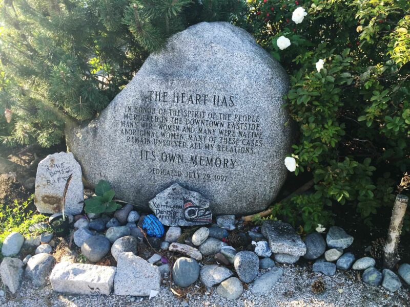 Stone with engraving in memory of murder victims